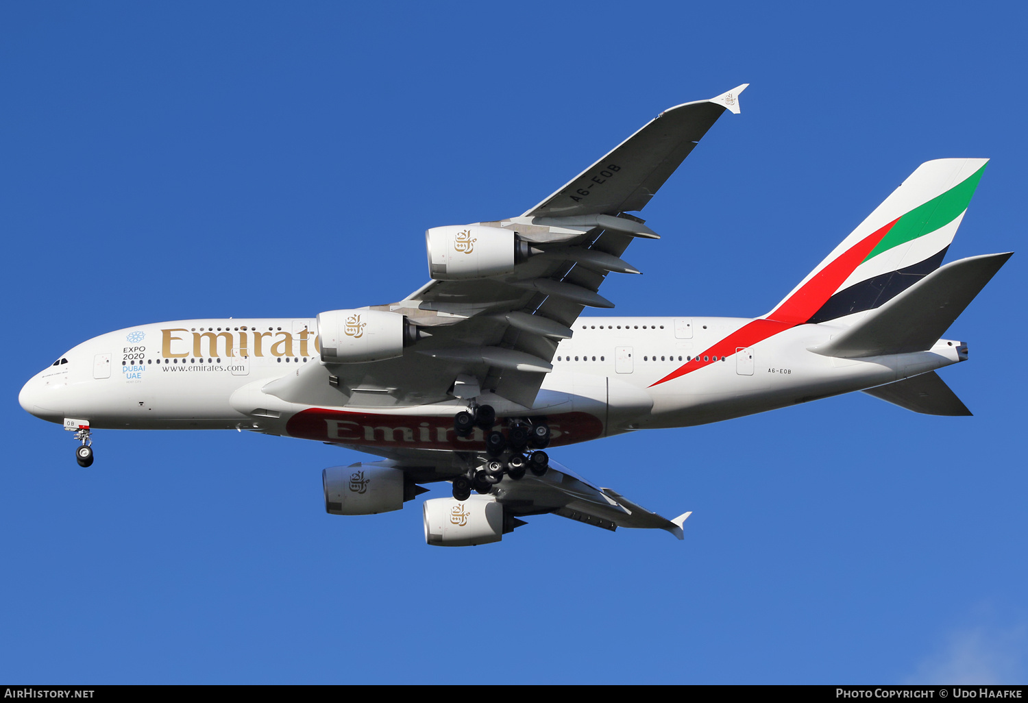 Aircraft Photo of A6-EOB | Airbus A380-861 | Emirates | AirHistory.net #404308