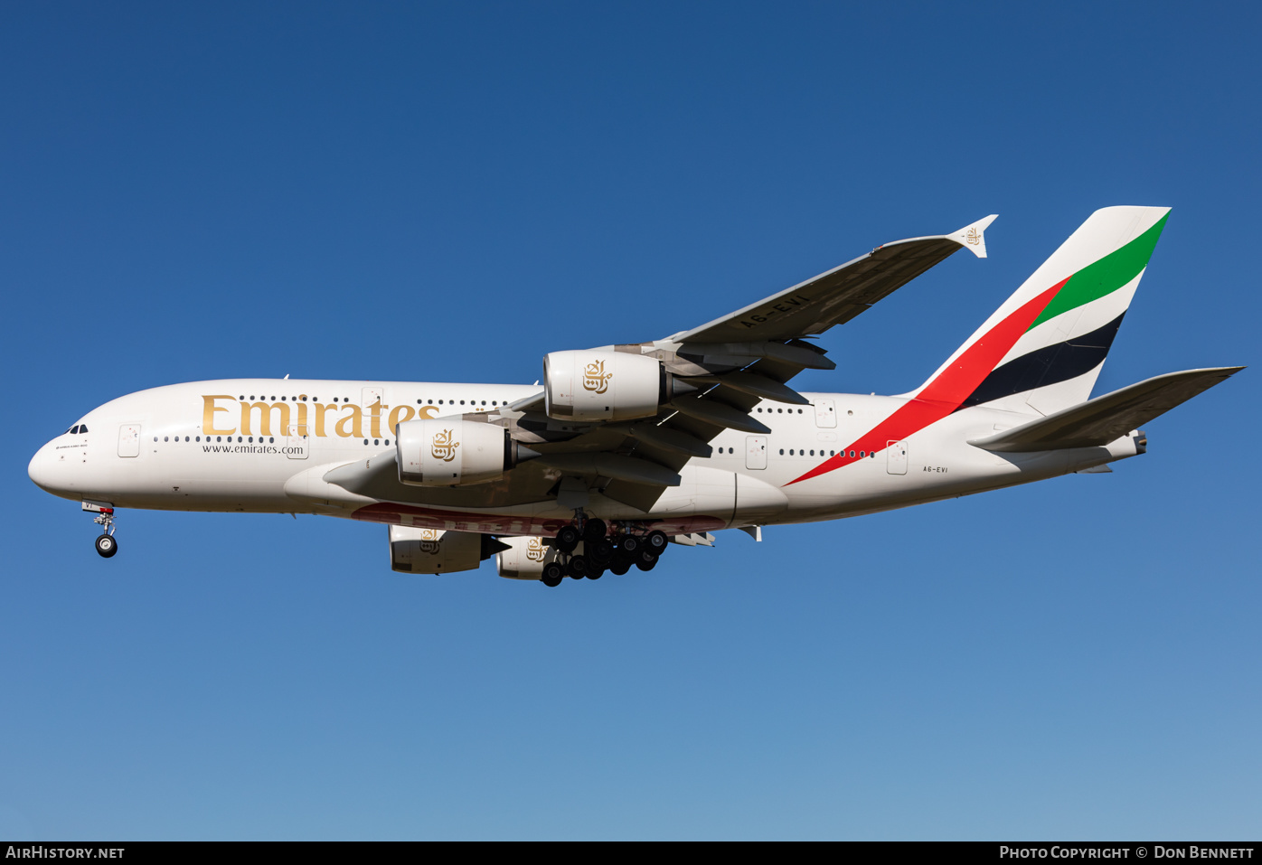 Aircraft Photo of A6-EVI | Airbus A380-842 | Emirates | AirHistory.net #404376