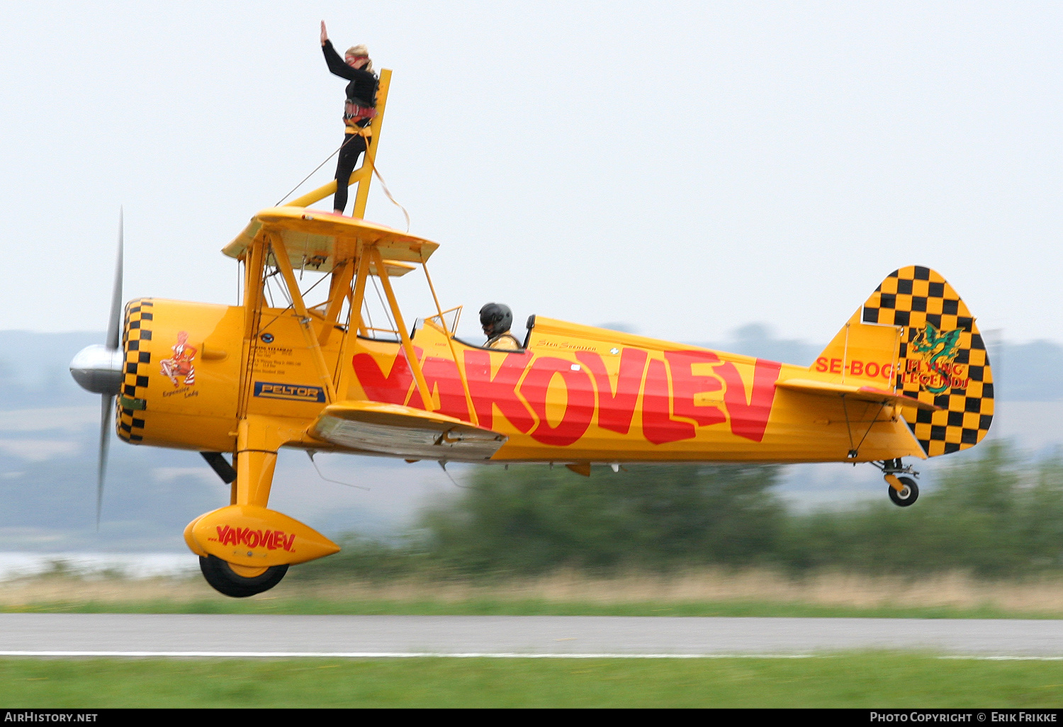 Aircraft Photo of SE-BOG | Boeing N2S-3 Kaydet (B75N1) | Yakovlev Wing Walking Team | AirHistory.net #405154