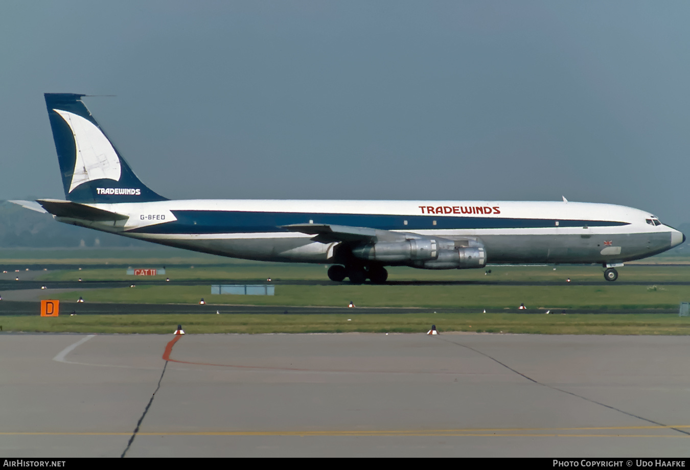 Aircraft Photo of G-BFEO | Boeing 707-323C | Tradewinds Airways | AirHistory.net #405230