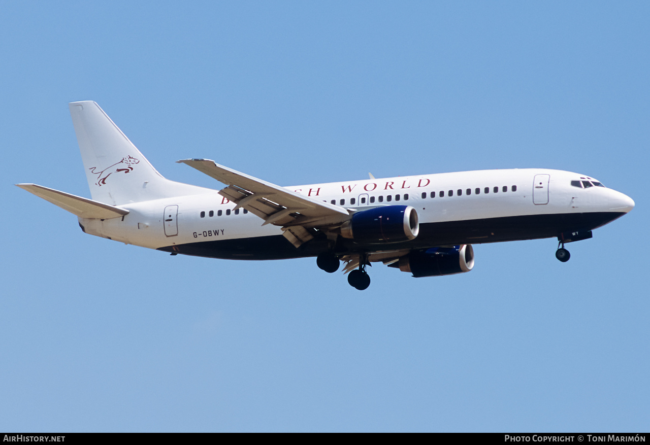 Aircraft Photo of G-OBWY | Boeing 737-3S3 | British World Airlines | AirHistory.net #405815