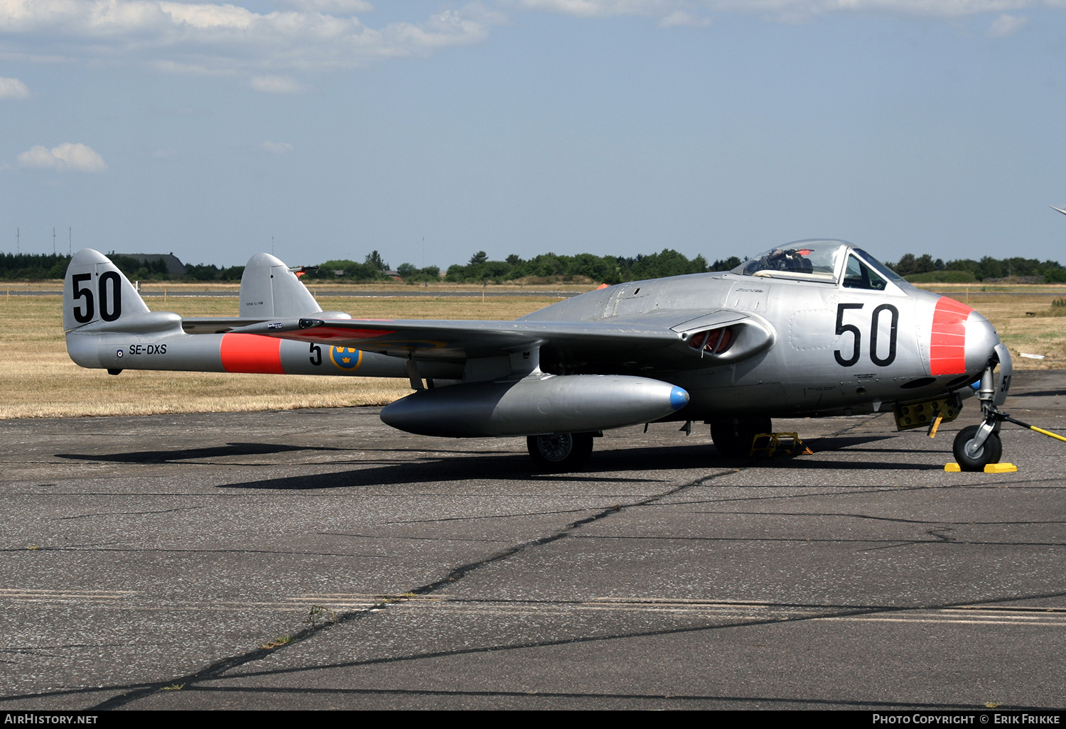 Aircraft Photo of SE-DXS | De Havilland D.H. 100 Vampire FB6 | Sweden - Air Force | AirHistory.net #407187