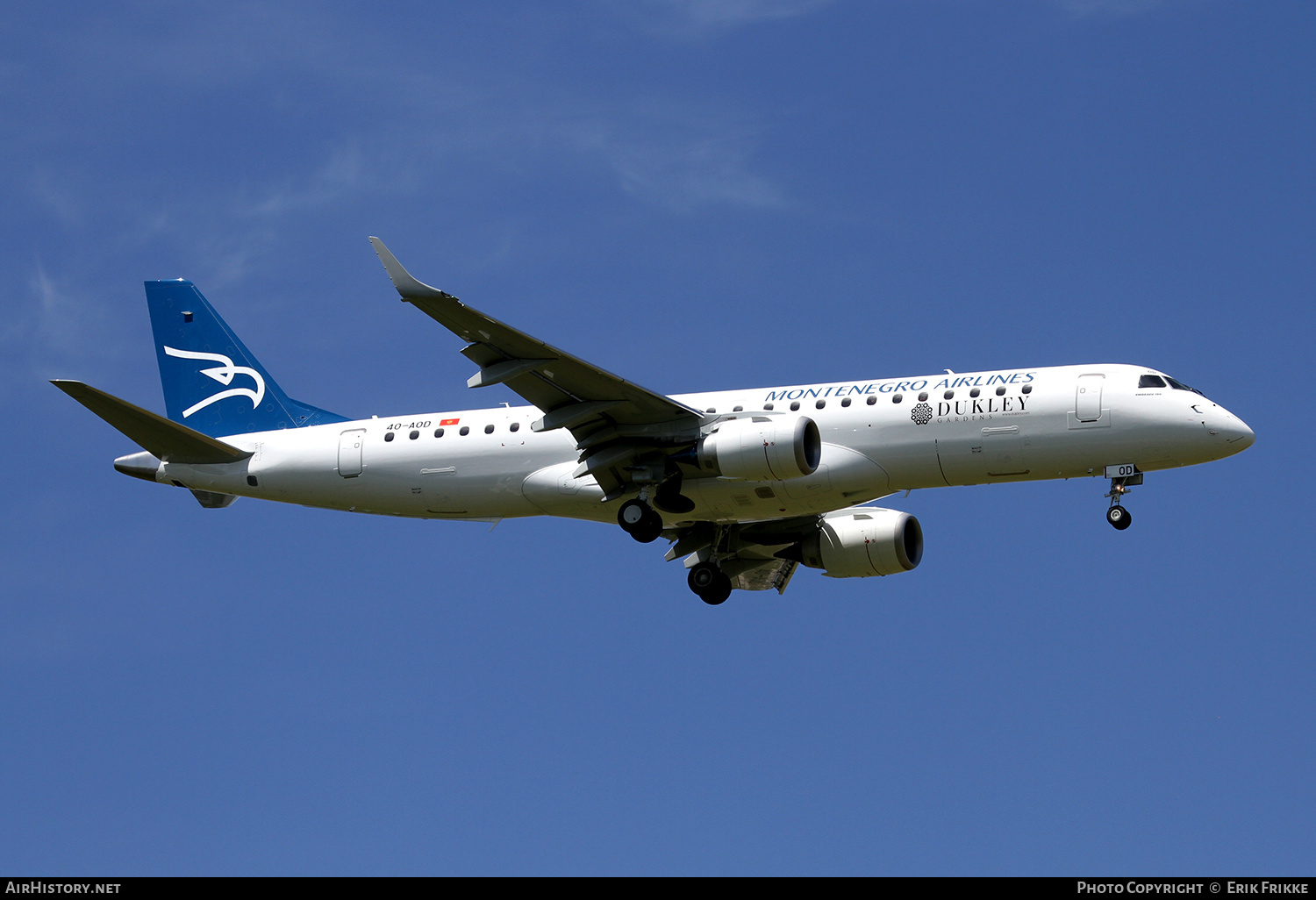 Aircraft Photo of 4O-AOD | Embraer 190LR (ERJ-190-100LR) | Montenegro Airlines | AirHistory.net #408368