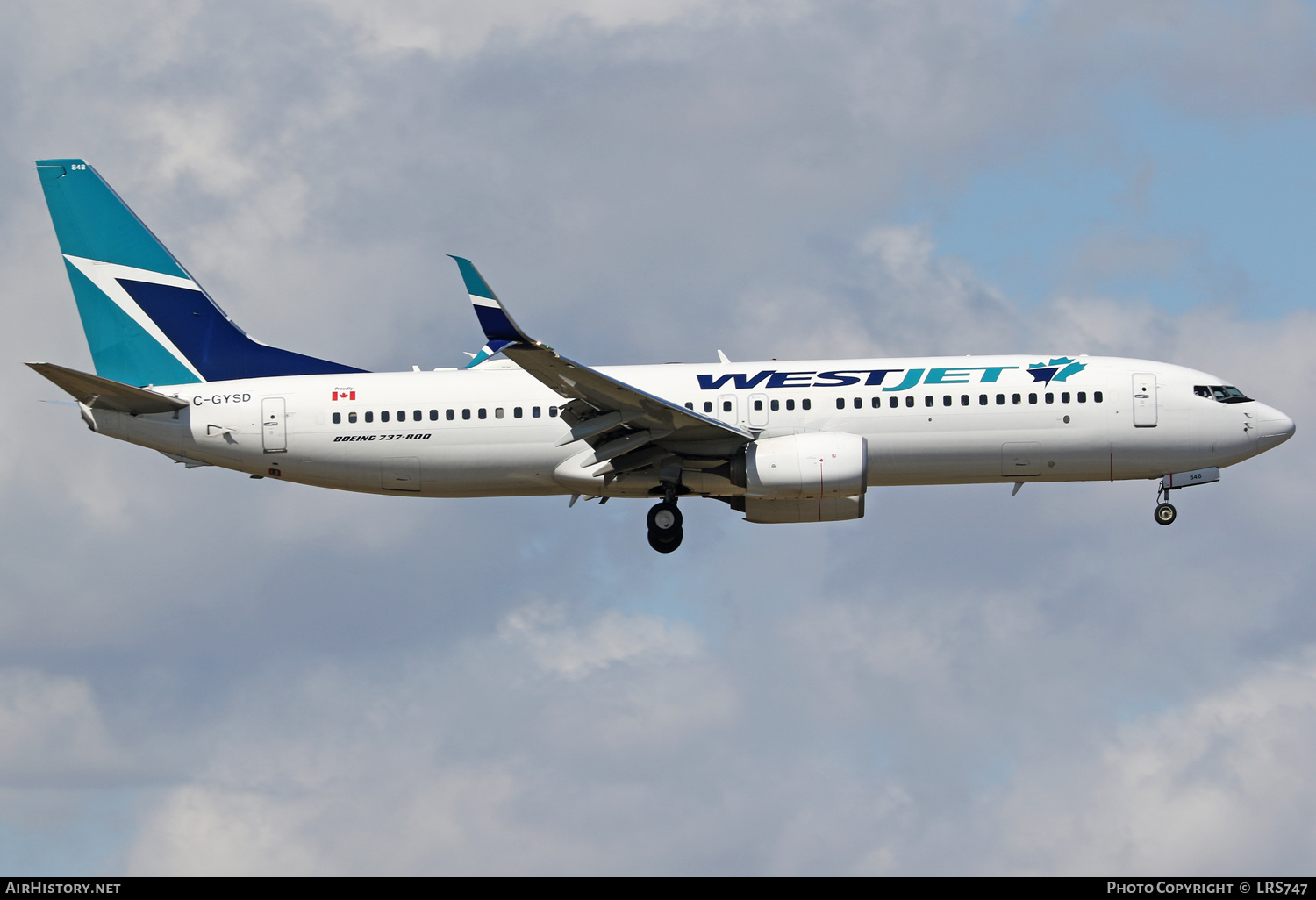 Aircraft Photo of C-GYSD | Boeing 737-8CT | WestJet | AirHistory.net #409811