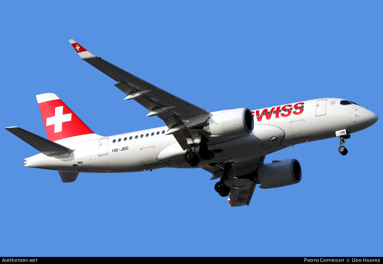 Aircraft Photo of HB-JBE | Bombardier CSeries CS100 (BD-500-1A10) | Swiss International Air Lines | AirHistory.net #409865