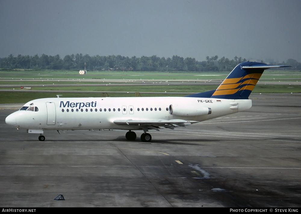 Aircraft Photo of PK-GKE | Fokker F28-1000 Fellowship | Merpati Nusantara Airlines | AirHistory.net #410444