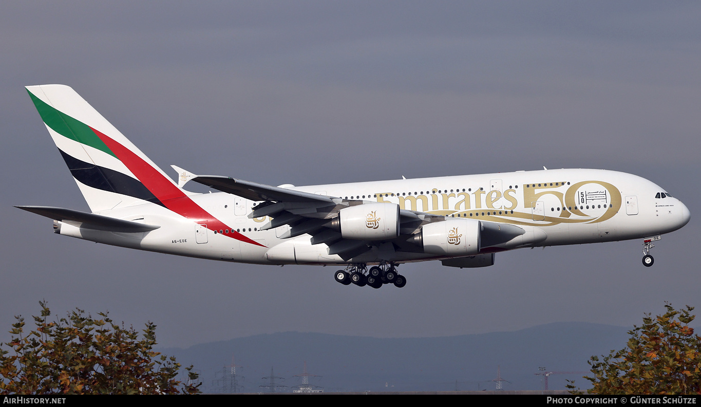Aircraft Photo of A6-EOE | Airbus A380-861 | Emirates | AirHistory.net #410724