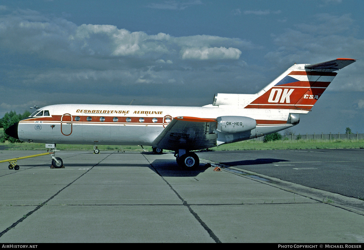 Aircraft Photo of OK-HEQ | Yakovlev Yak-40K | ČSA - Československé Aerolinie - Czechoslovak Airlines | AirHistory.net #413154