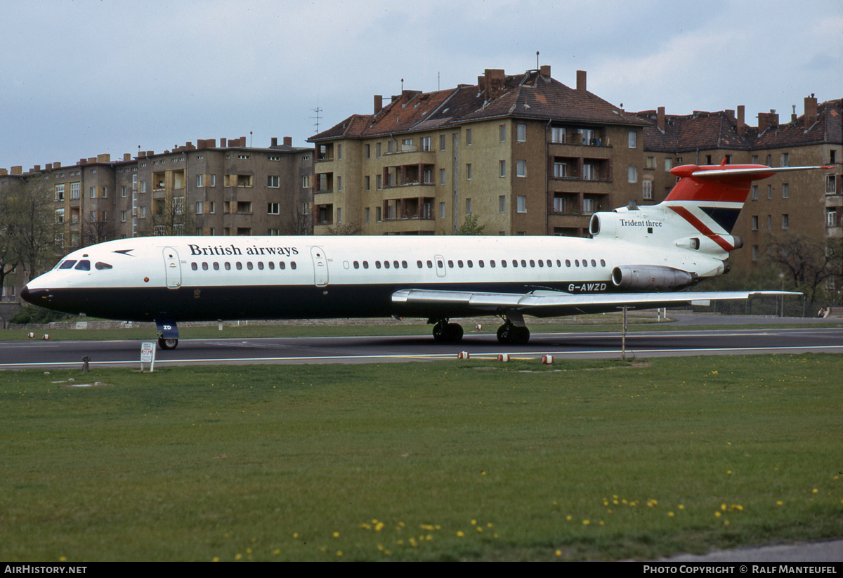Aircraft Photo of G-AWZD | Hawker Siddeley HS-121 Trident 3B | British Airways | AirHistory.net #413844