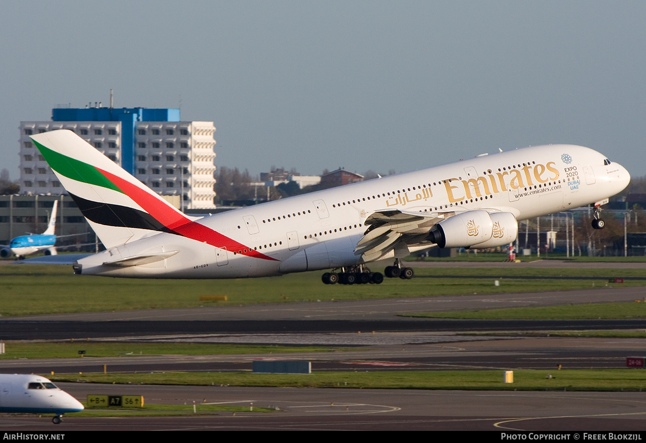 Aircraft Photo of A6-EDV | Airbus A380-861 | Emirates | AirHistory.net #413898