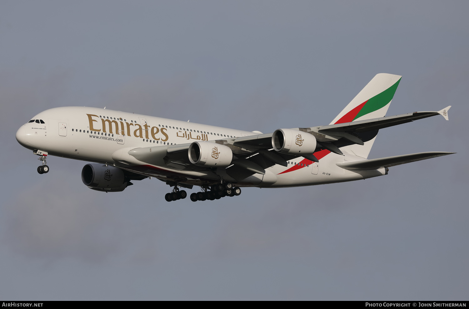 Aircraft Photo of A6-EUW | Airbus A380-842 | Emirates | AirHistory.net #414138