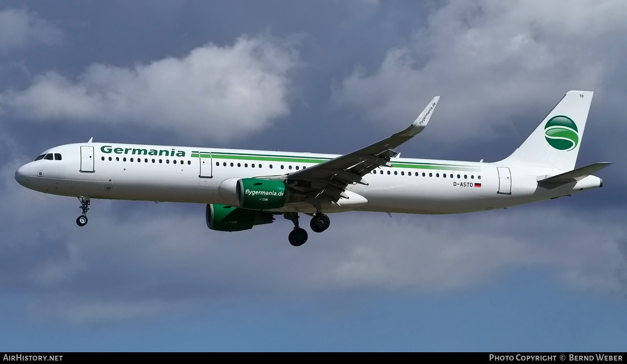 Aircraft Photo of D-ASTD | Airbus A321-211 | Germania | AirHistory.net #418076