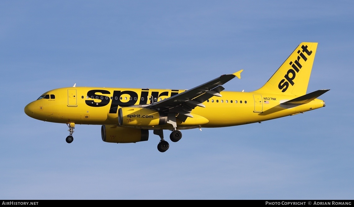 Aircraft Photo of N527NK | Airbus A319-132 | Spirit Airlines | AirHistory.net #418820