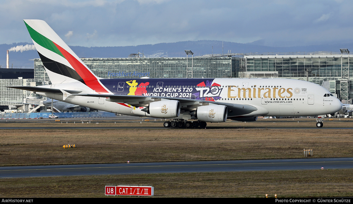 Aircraft Photo of A6-EVE | Airbus A380-842 | Emirates | AirHistory.net #419084