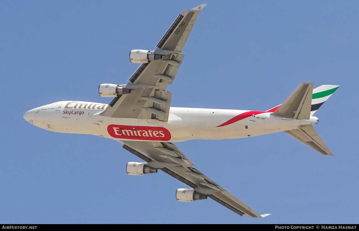 Aircraft Photo of OO-THD | Boeing 747-4HAF/ER/SCD | Emirates SkyCargo | AirHistory.net #419295