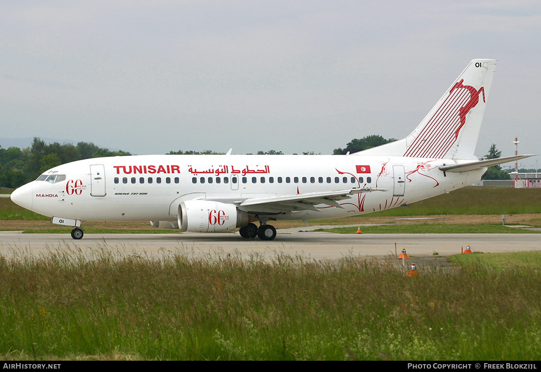 Aircraft Photo of TS-IOI | Boeing 737-5H3 | Tunisair | AirHistory.net #420342