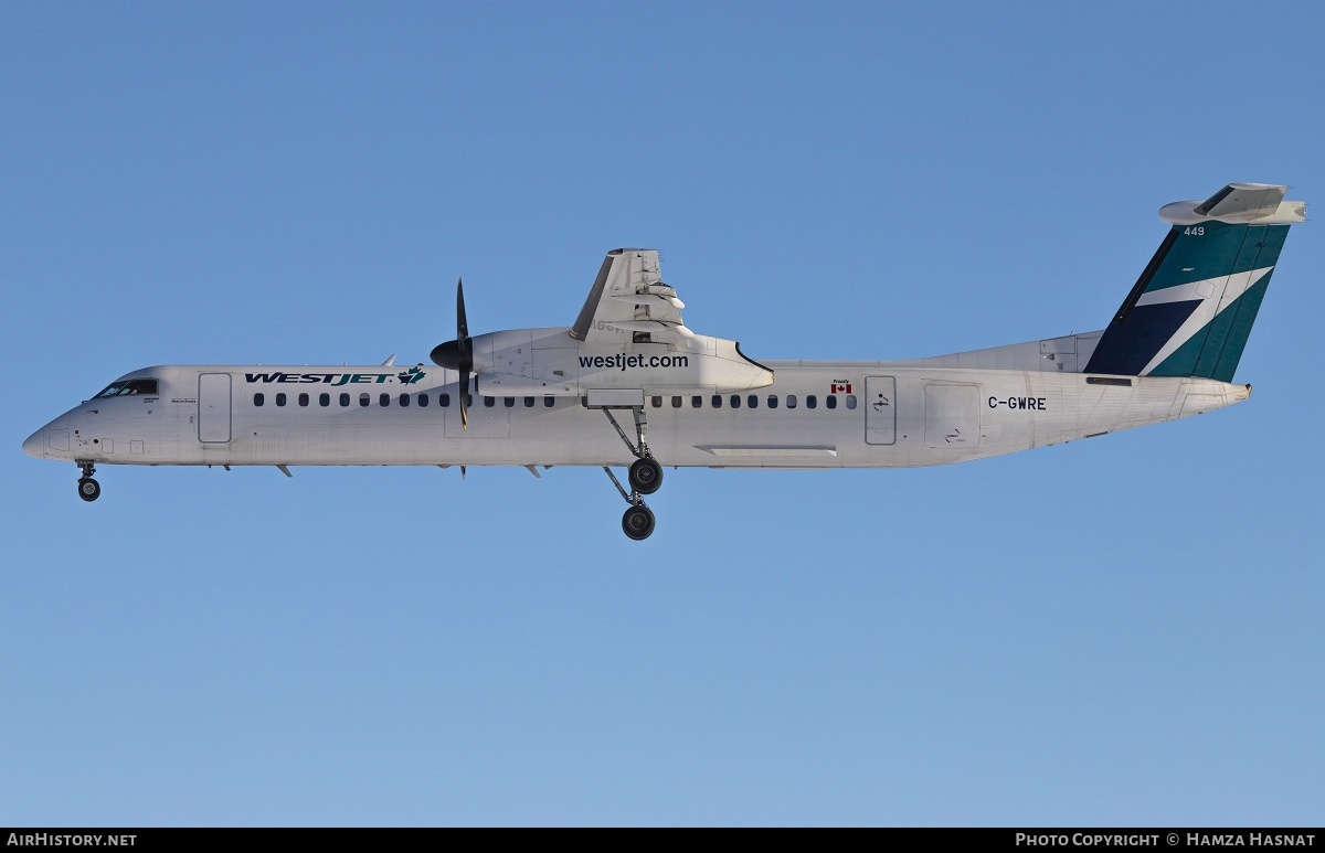 Aircraft Photo of C-GWRE | Bombardier DHC-8-402 Dash 8 | WestJet | AirHistory.net #422898
