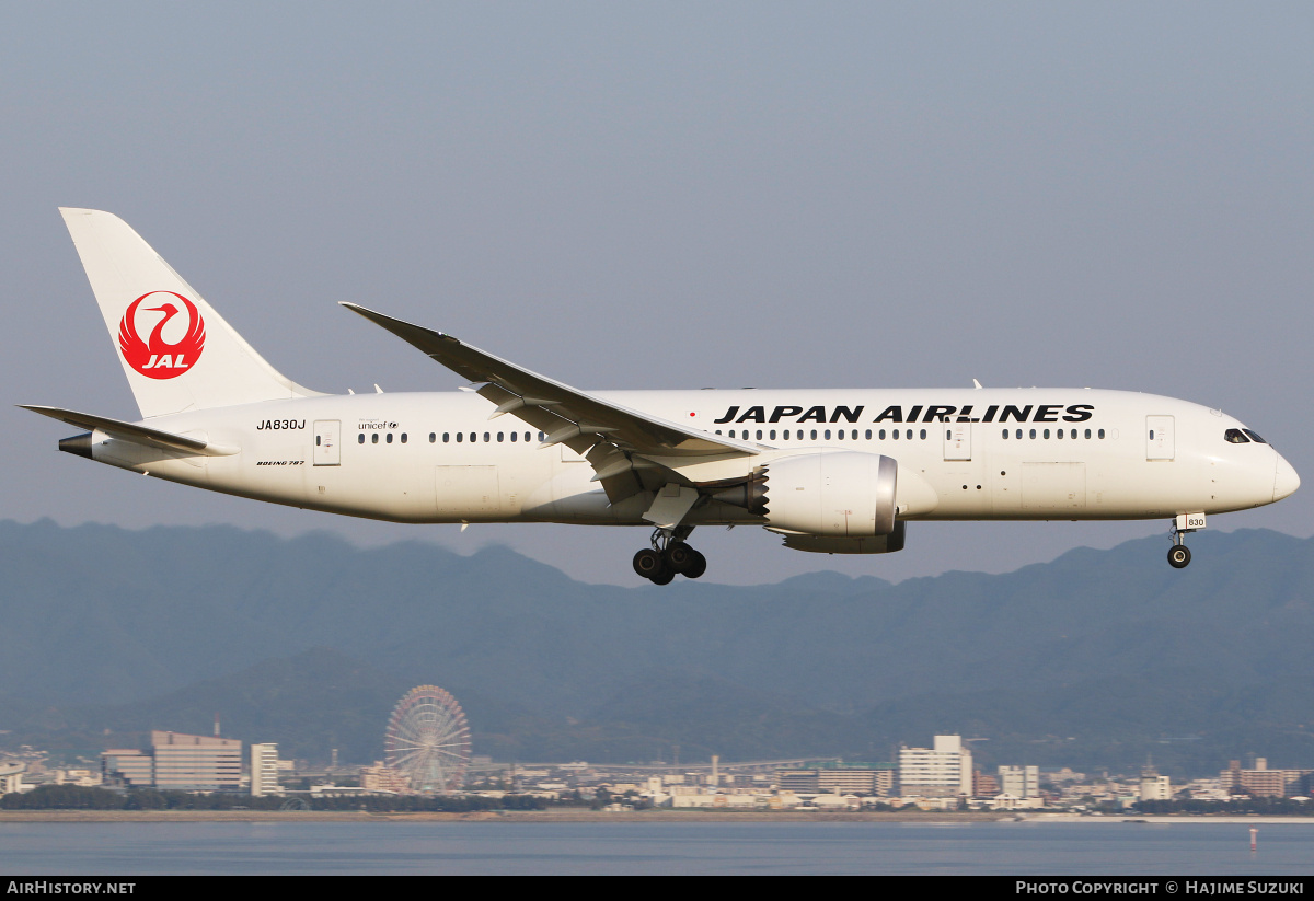 Aircraft Photo of JA830J | Boeing 787-8 Dreamliner | Japan Airlines - JAL | AirHistory.net #426216