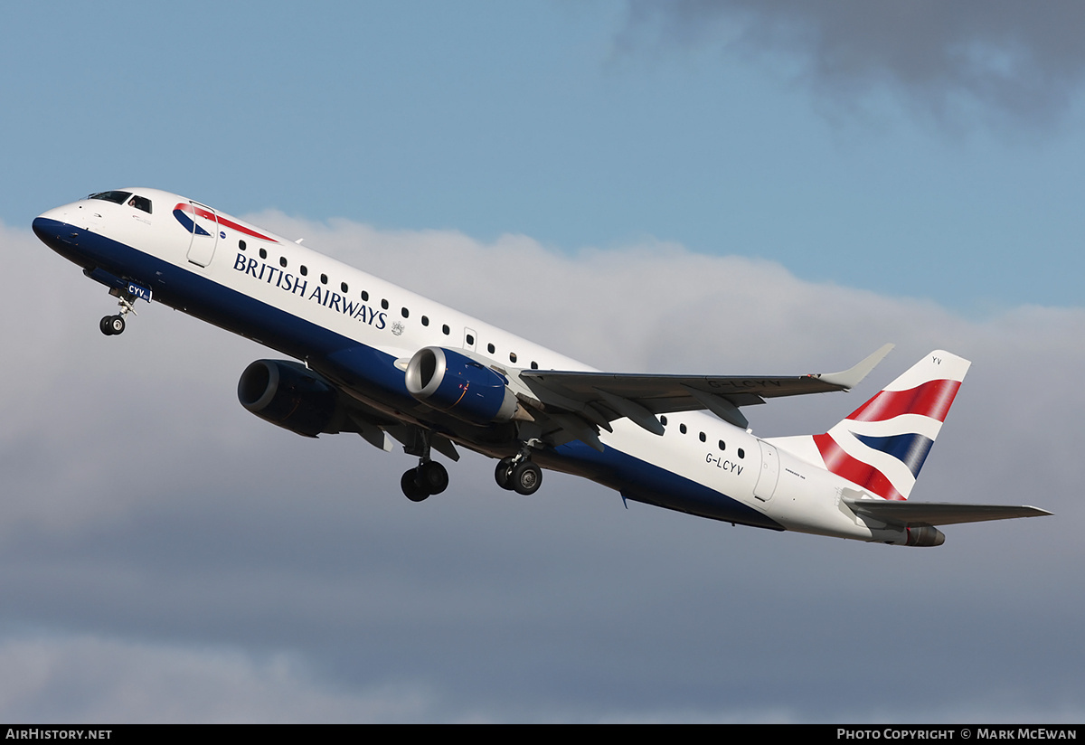 Aircraft Photo of G-LCYV | Embraer 190SR (ERJ-190-100SR) | British Airways | AirHistory.net #426296