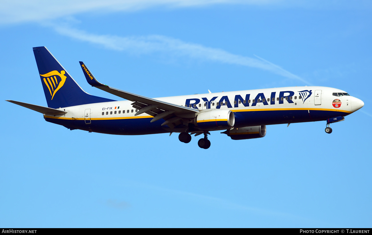 Aircraft Photo of EI-FIK | Boeing 737-8AS | Ryanair | AirHistory.net #426870