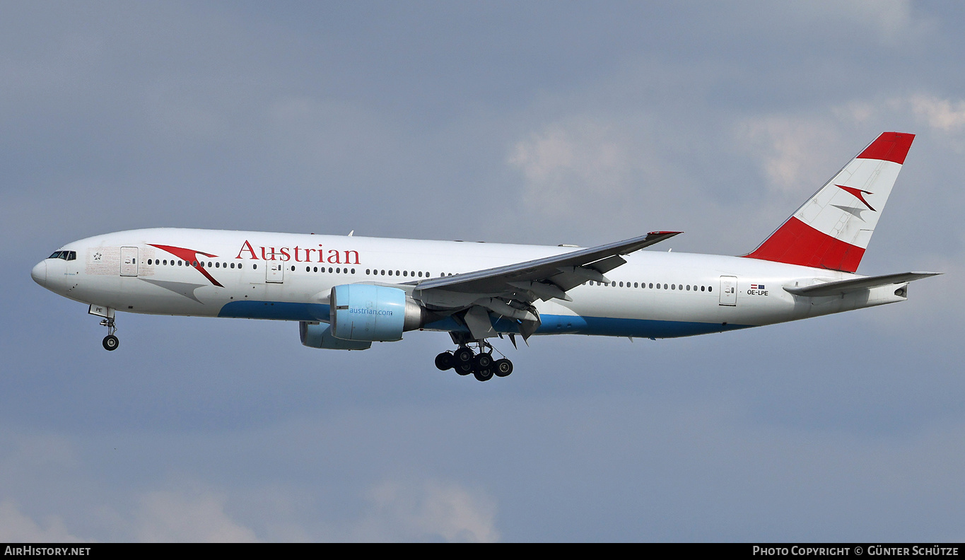 Aircraft Photo of OE-LPE | Boeing 777-2Q8/ER | Austrian Airlines | AirHistory.net #429054