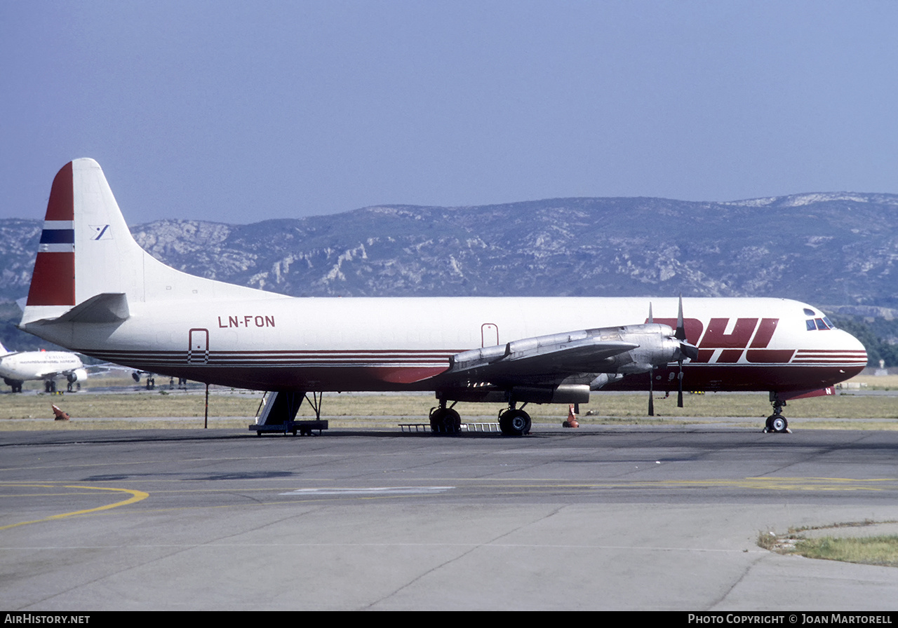 Aircraft Photo of LN-FON | Lockheed L-188A(F) Electra | DHL Worldwide Express | AirHistory.net #429100