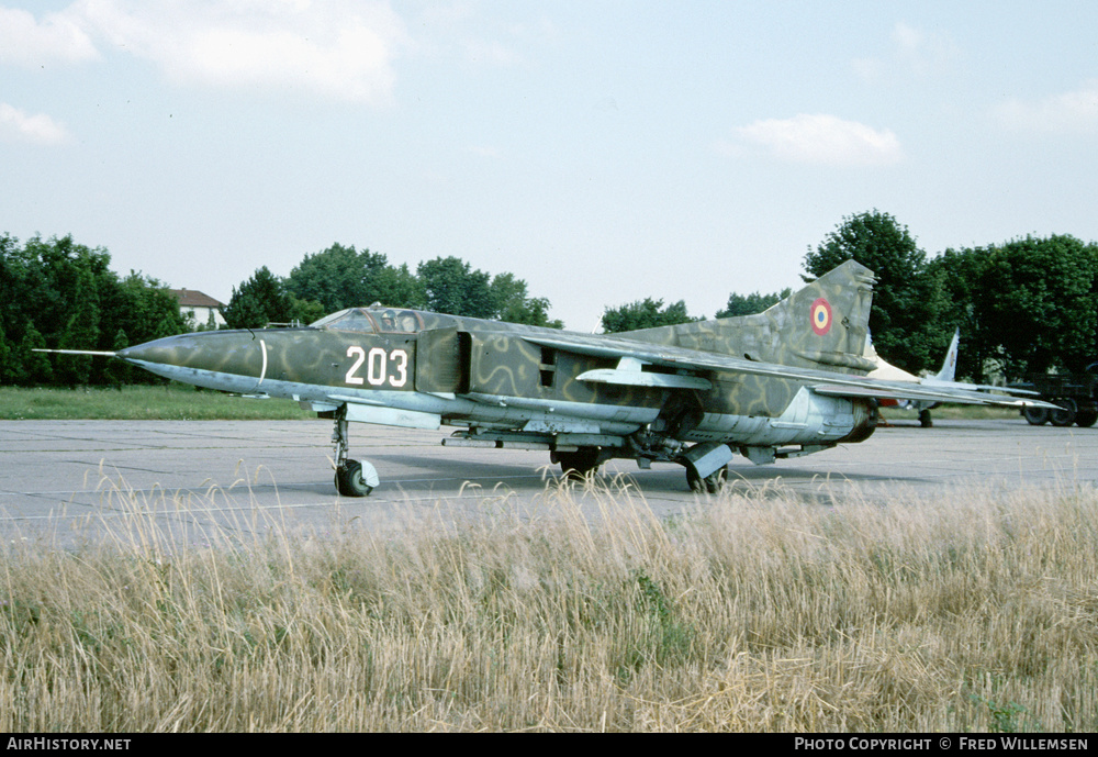 Aircraft Photo of 203 | Mikoyan-Gurevich MiG-23MF | Romania - Air Force | AirHistory.net #430399