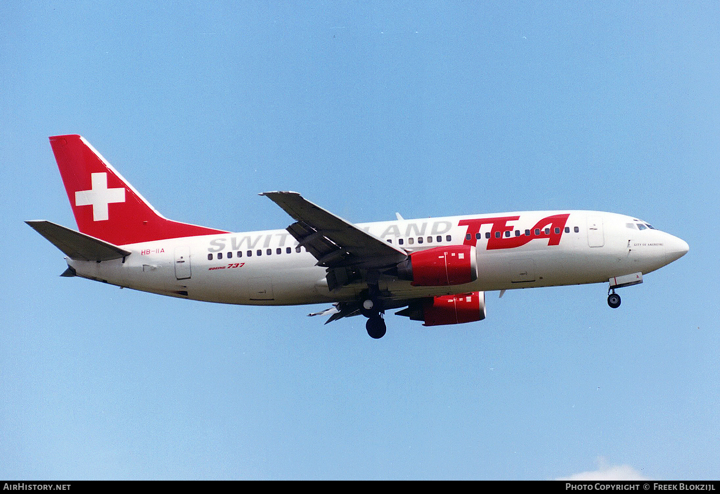 Aircraft Photo of HB-IIA | Boeing 737-3M8 | TEA Switzerland - Trans European Airways | AirHistory.net #431221