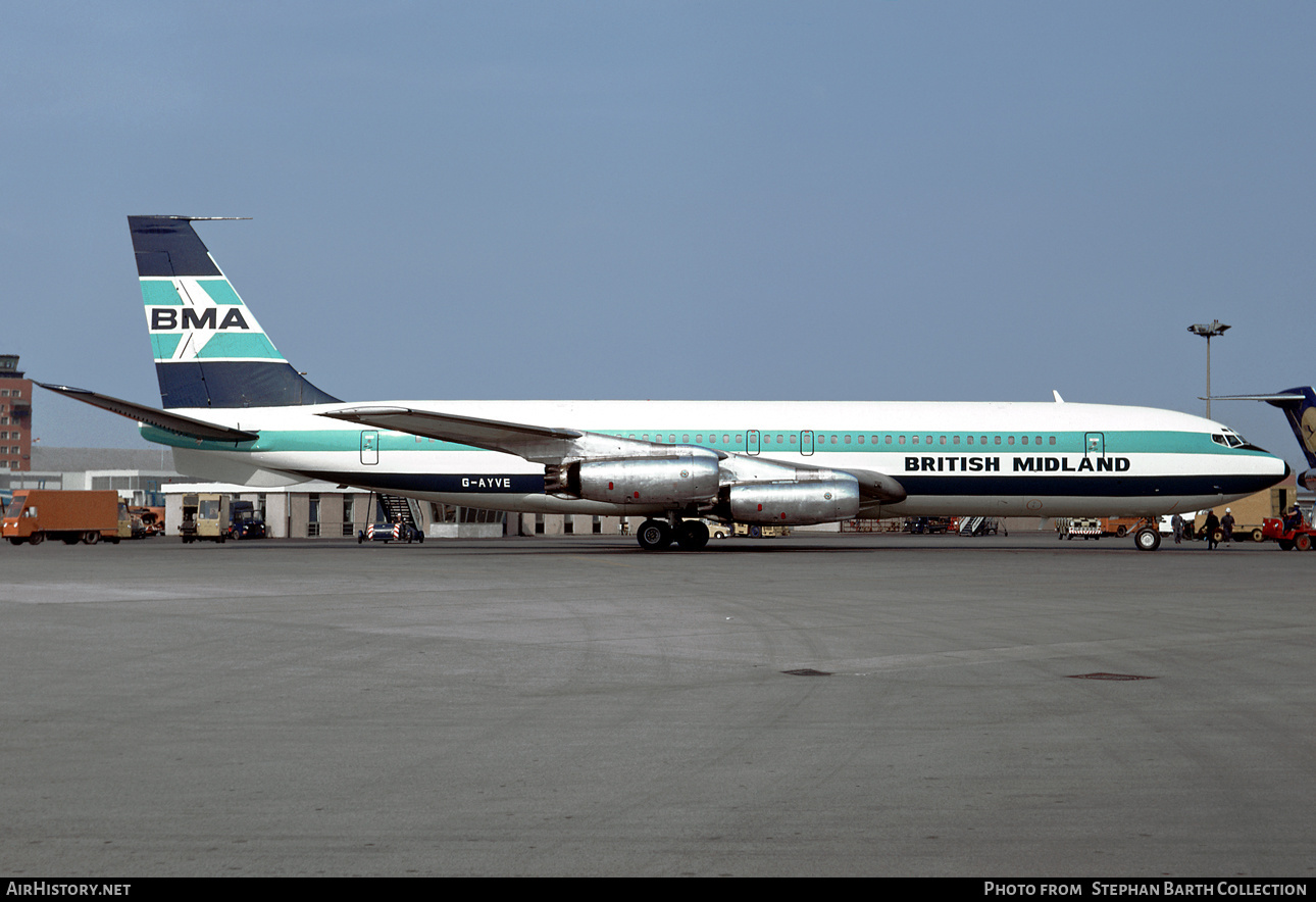 Aircraft Photo of G-AYVE | Boeing 707-321 | British Midland Airways - BMA | AirHistory.net #431447