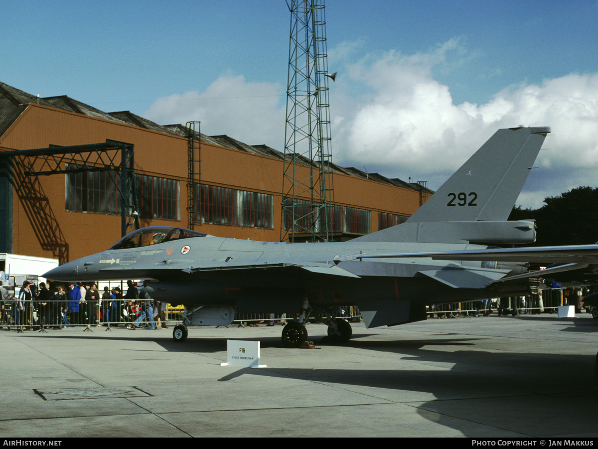 Aircraft Photo of 292 | General Dynamics F-16A Fighting Falcon | Norway - Air Force | AirHistory.net #432698
