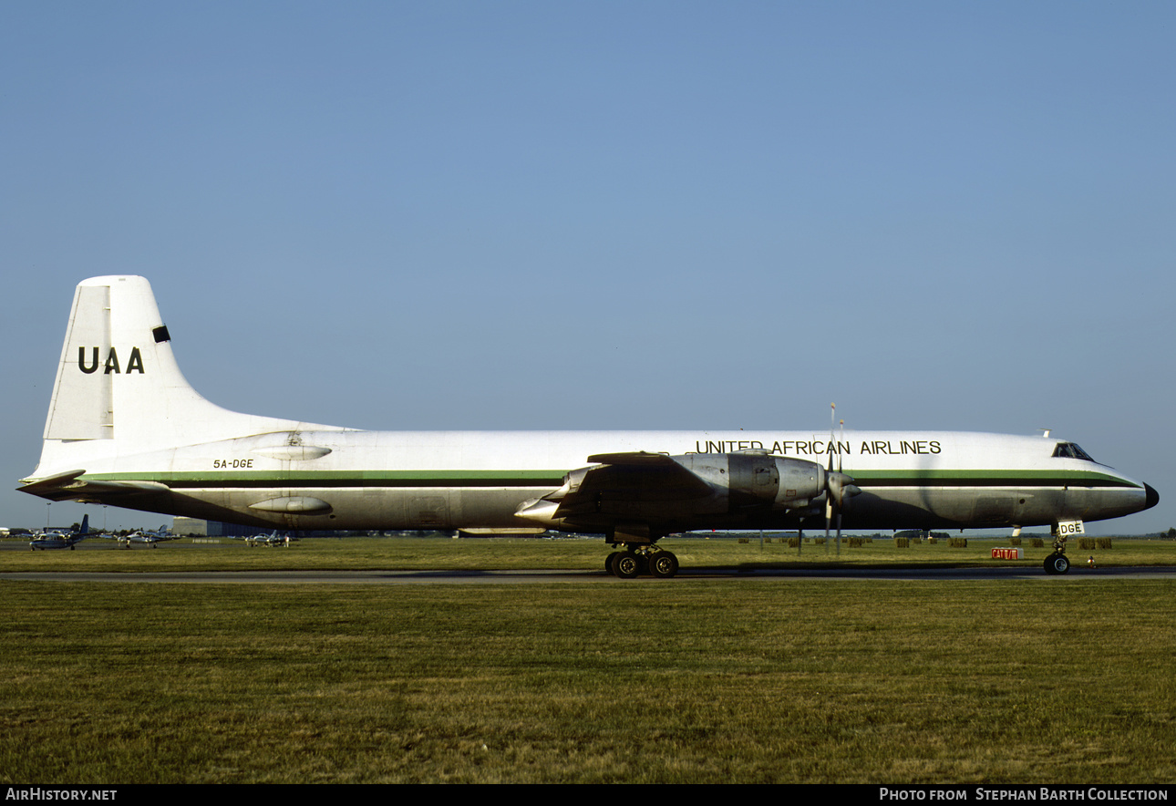 Aircraft Photo of 5A-DGE | Canadair CL-44D4-1 | United African Airlines | AirHistory.net #434228