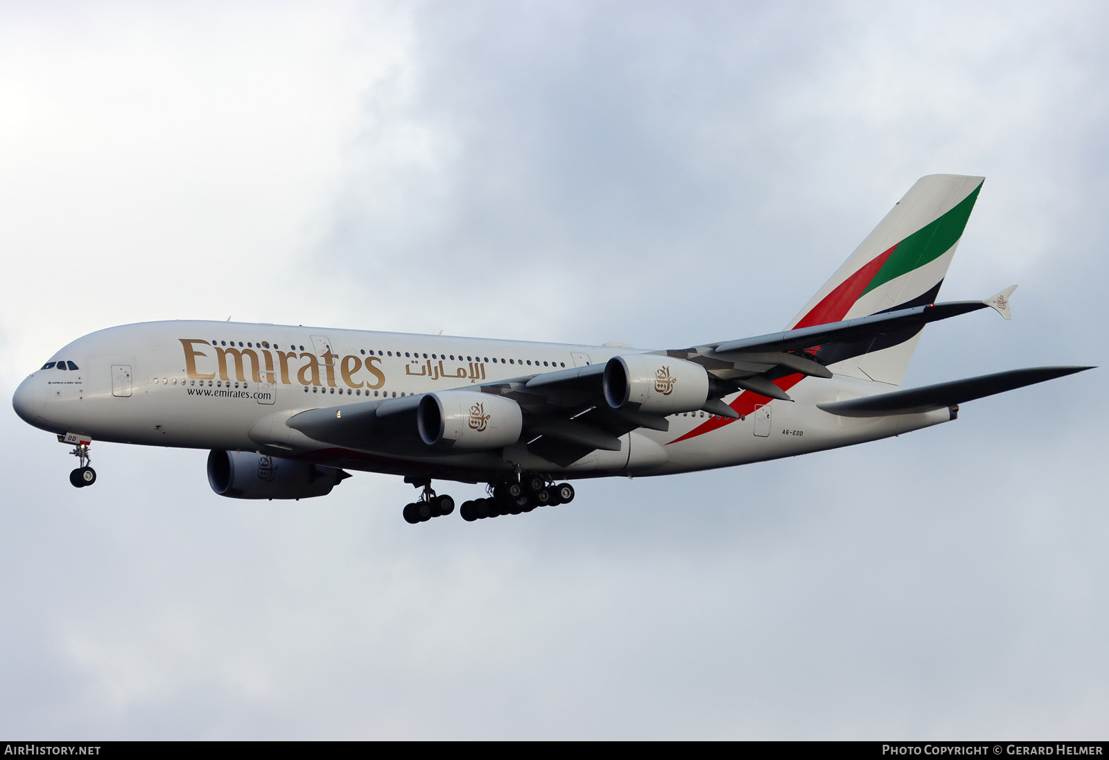 Aircraft Photo of A6-EOD | Airbus A380-861 | Emirates | AirHistory.net #435987