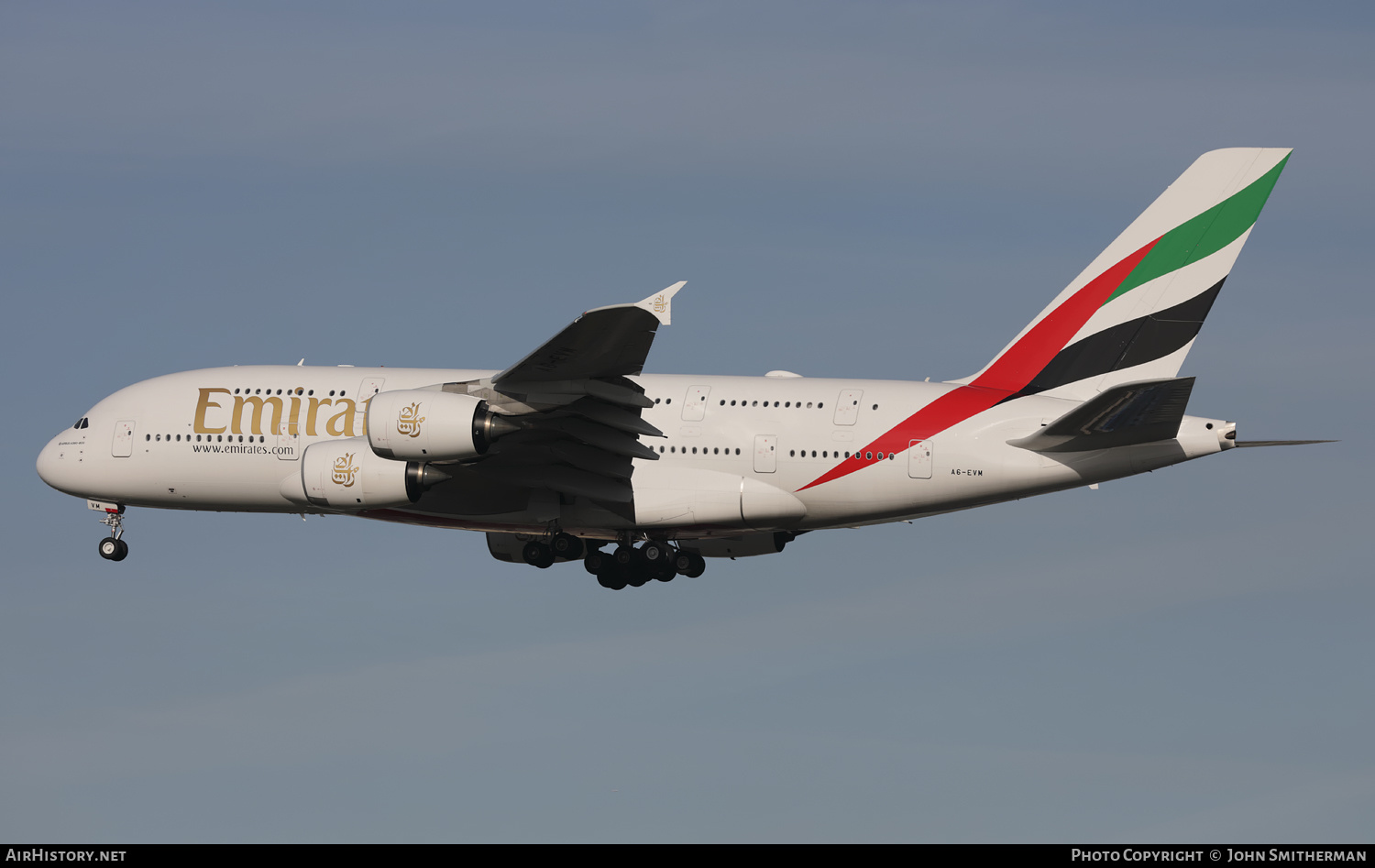 Aircraft Photo of A6-EVM | Airbus A380-842 | Emirates | AirHistory.net #436369