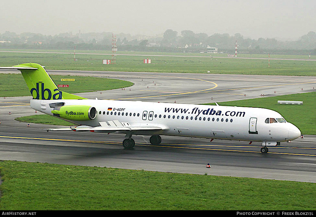 Aircraft Photo of D-AGPF | Fokker 100 (F28-0100) | DBA - Deutsche BA | AirHistory.net #436971