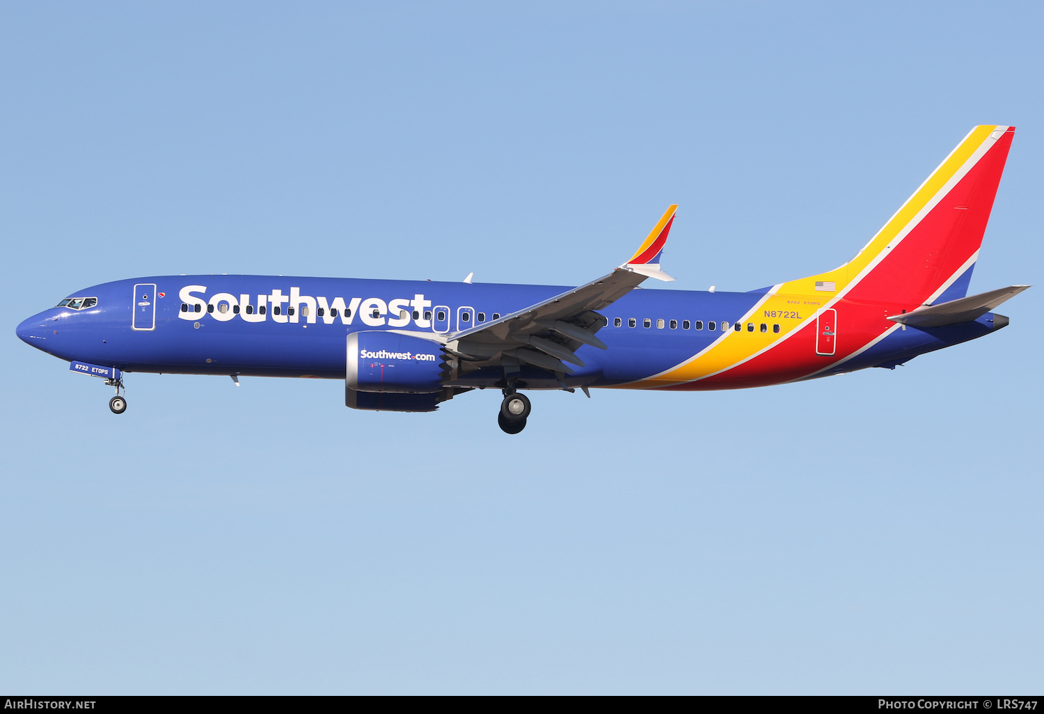 Aircraft Photo of N8722L | Boeing 737-8 Max 8 | Southwest Airlines | AirHistory.net #437147