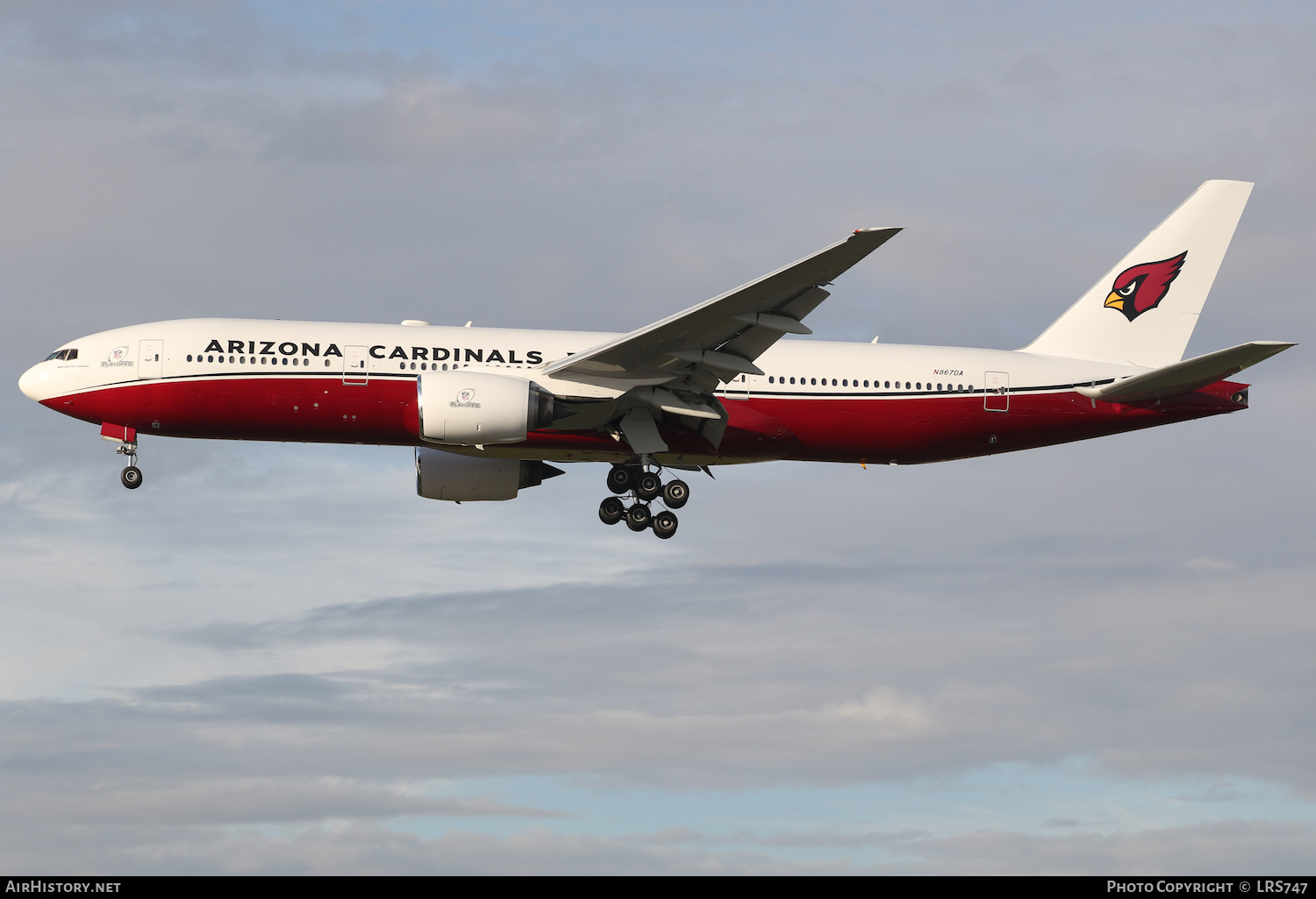 Aircraft Photo of N867DA | Boeing 777-232/ER | Arizona Cardinals | AirHistory.net #437508