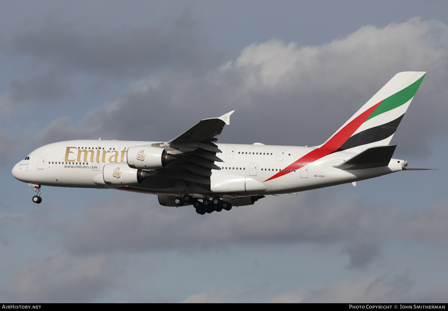 Aircraft Photo of A6-EUV | Airbus A380-842 | Emirates | AirHistory.net #439149