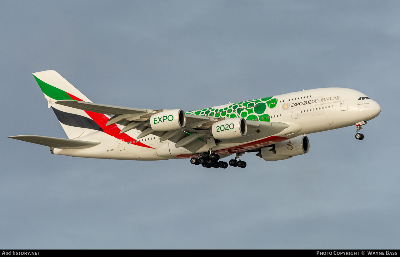 Aircraft Photo of A6-EOL | Airbus A380-861 | Emirates | AirHistory.net #440395