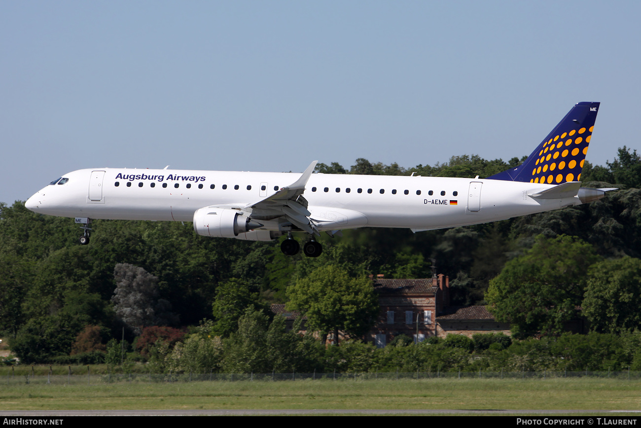 Aircraft Photo of D-AEME | Embraer 195LR (ERJ-190-200LR) | Augsburg Airways | AirHistory.net #440689