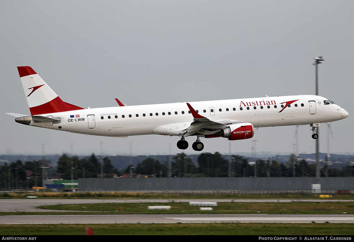 Aircraft Photo of OE-LWM | Embraer 195LR (ERJ-190-200LR) | Austrian Airlines | AirHistory.net #441278