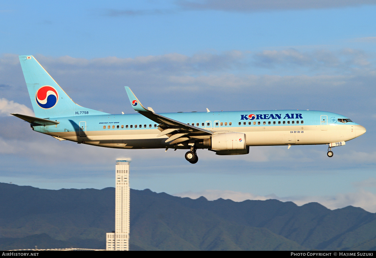 Aircraft Photo of HL7758 | Boeing 737-8GQ | Korean Air | AirHistory.net #441372