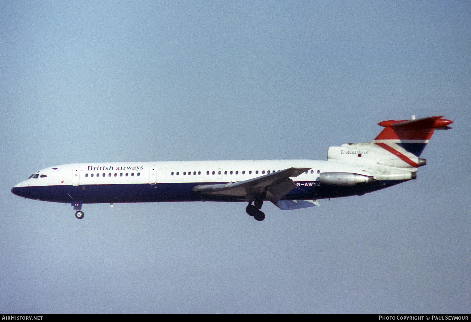 Aircraft Photo of G-AWYZ | Hawker Siddeley HS-121 Trident 3B | British Airways | AirHistory.net #443106