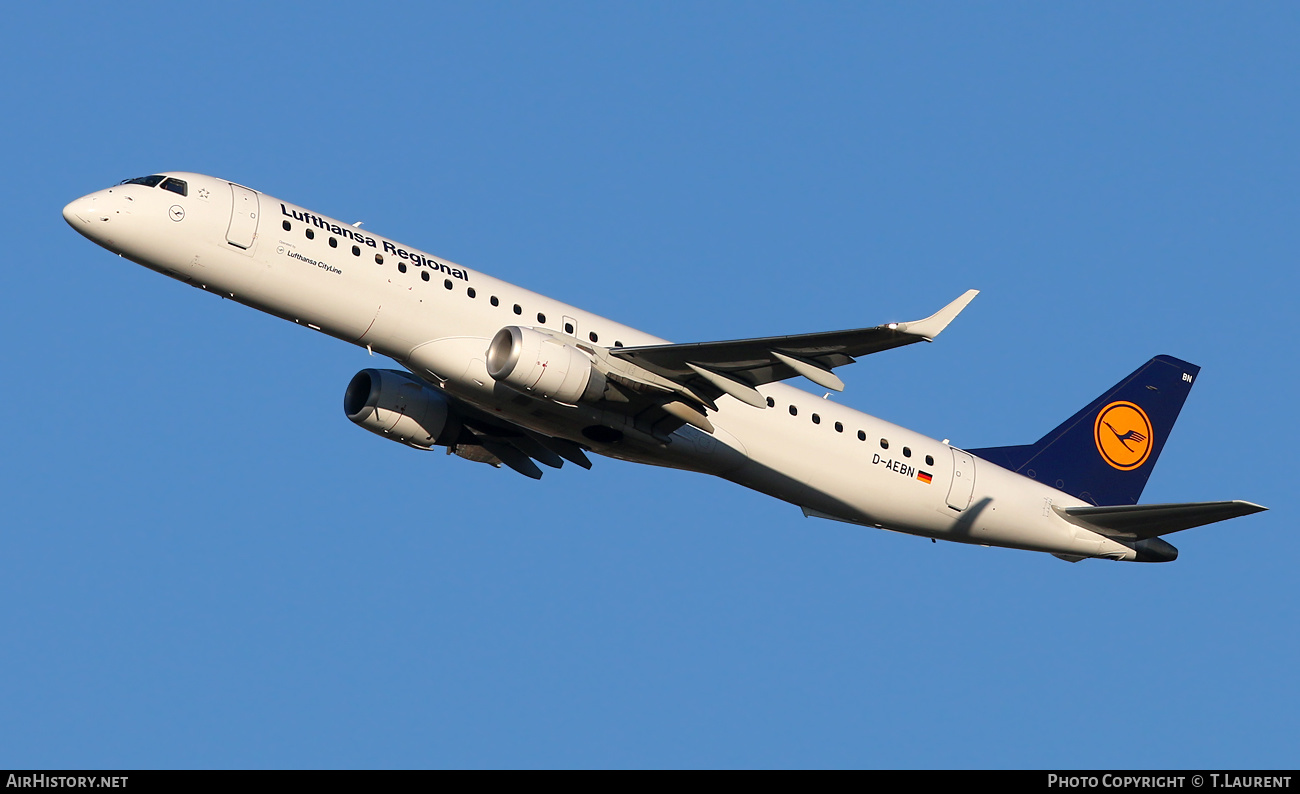 Aircraft Photo of D-AEBN | Embraer 195LR (ERJ-190-200LR) | Lufthansa Regional | AirHistory.net #443555
