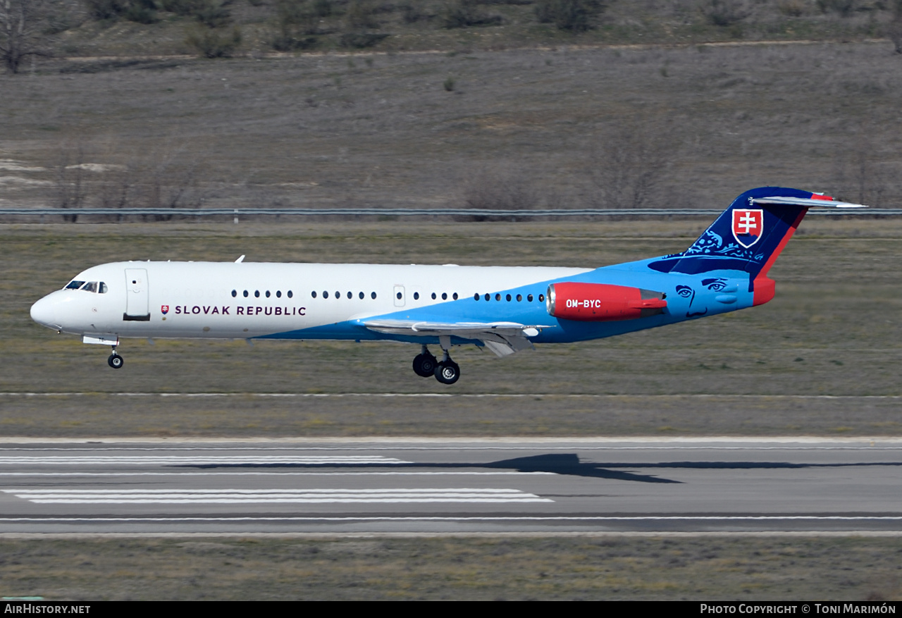 Aircraft Photo of OM-BYC | Fokker 100 (F28-0100) | Slovakia - Government | AirHistory.net #446533