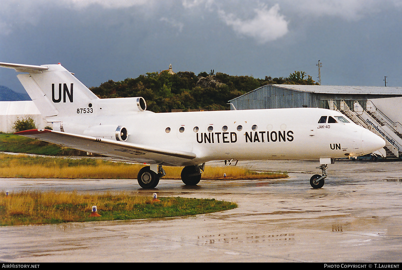 Aircraft Photo of RA-87533 / 87533 | Yakovlev Yak-40 | United Nations | AirHistory.net #448395