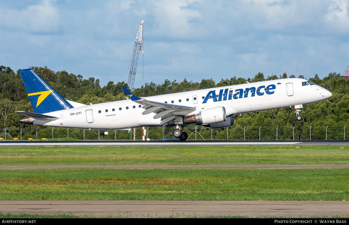 Aircraft Photo of VH-UYI | Embraer 190AR (ERJ-190-100IGW) | Alliance Airlines | AirHistory.net #451492