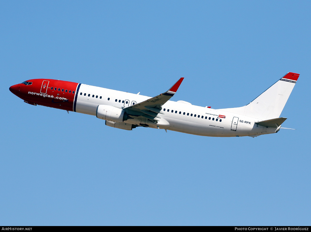 Aircraft Photo of SE-RPK | Boeing 737-8JP | Norwegian | AirHistory.net #455175