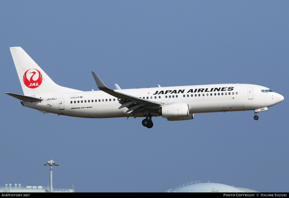 Aircraft Photo of JA348J | Boeing 737-846 | Japan Airlines - JAL | AirHistory.net #455532