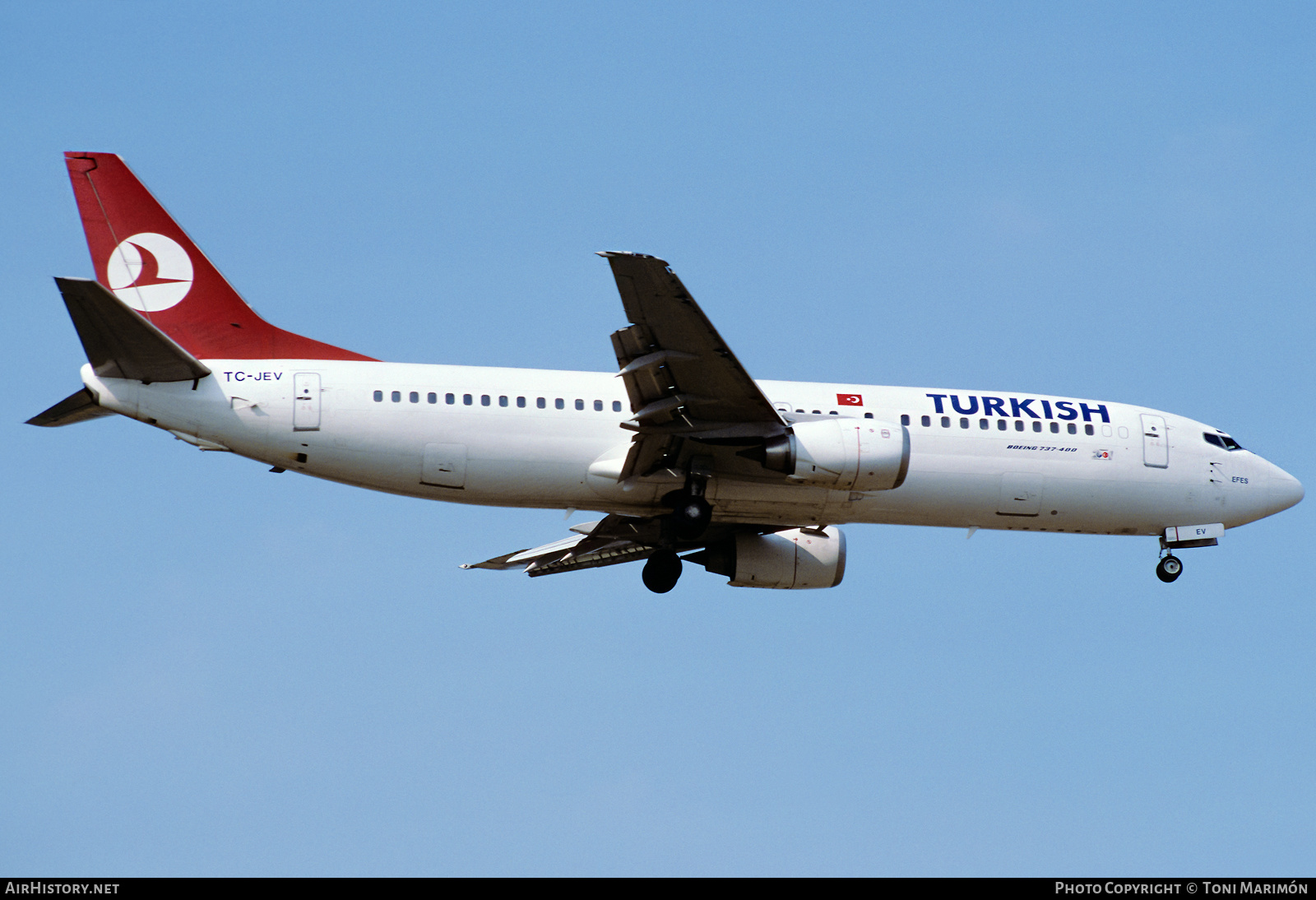 Aircraft Photo of TC-JEV | Boeing 737-4Y0 | Turkish Airlines | AirHistory.net #455596