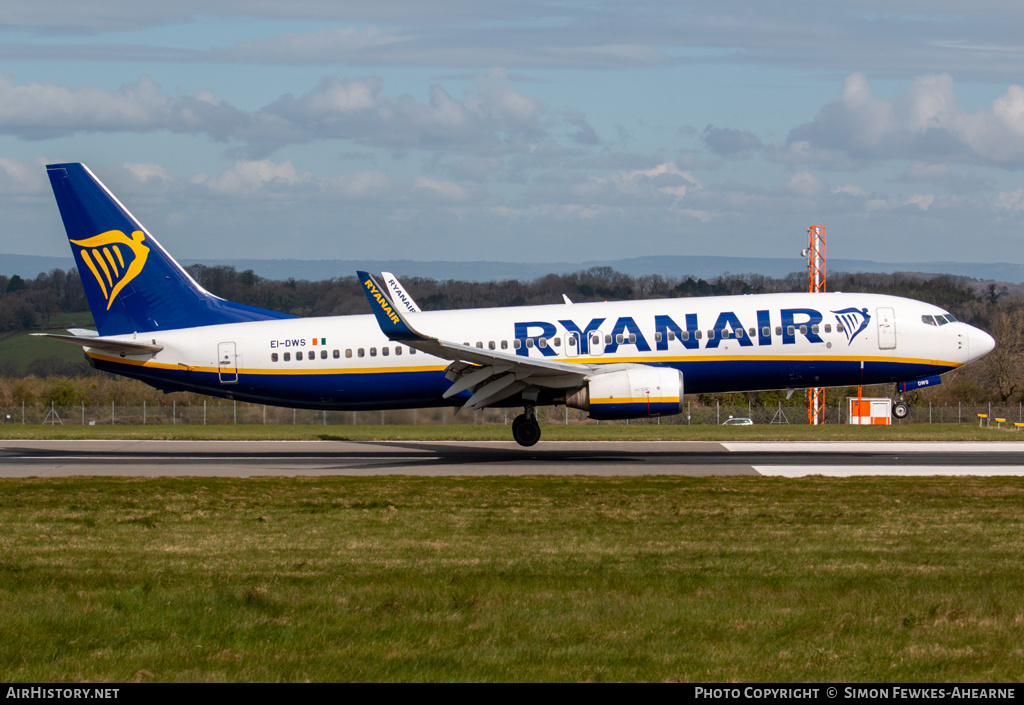 Aircraft Photo of EI-DWS | Boeing 737-8AS | Ryanair | AirHistory.net #456259